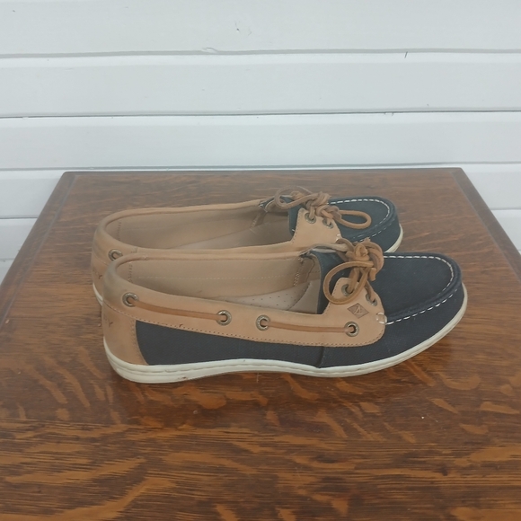 Sperry Firefish Womens Size 8 Boat Shoe Navy Tan - Picture 1 of 5